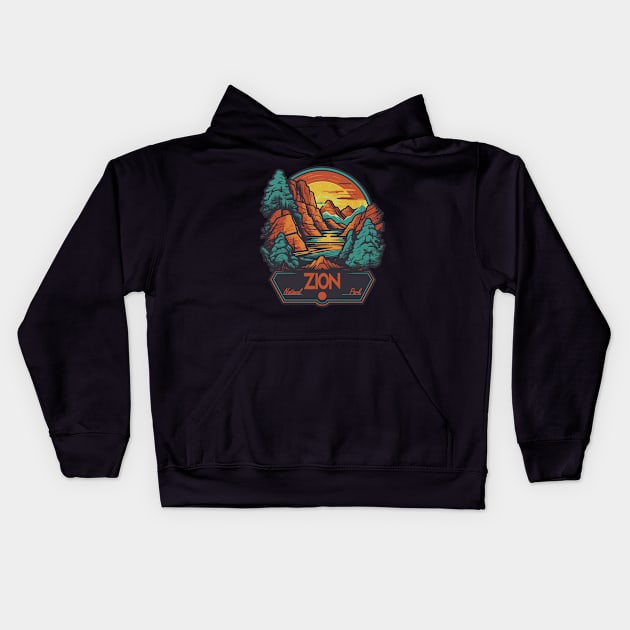 Zion National Park Kids Hoodie by GreenMary Design